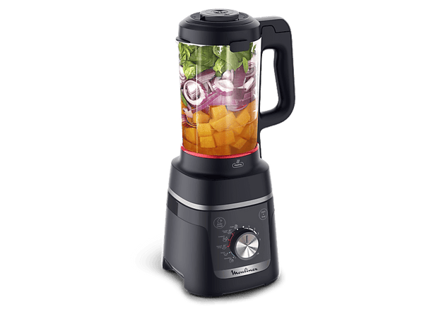 Batidora de vaso - Moulinex Blendforce Cook LM5758, Batidora que cocina, 1,5 L, 5 Programas automáticos, 6 velocidades, 1000W, Autolimpieza, Negro