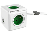 Ladrón Enchufe - Powercube 1402GN/DEEUPC, Hasta 4 enchufes, 2 puertos USB