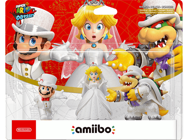 Pack Figuras Amiibo - Mario + Peach + Bowser (Nupciales) - Colección Super Mario 127045