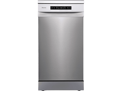 Lavavajillas - Hisense HS543D10X, 11 servicios, 8 programas , 44.8 cm, Motor Inverter, Tercera bandeja, Inox