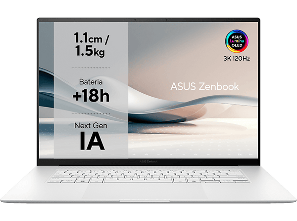 Portátil - ASUS Zenbook S 16 OLED UM5606WA-RK321W, 16" WQXGA+, AMD Ryzen AI 9 HX 370, 32GB RAM, 1TB SSD, Radeon™ 890M, Windows 11 Home