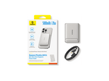 Powerbank - Baseus PicoGo Ultra-Mini Magnetic, 5000mAh, 20W, Carga ultrarrápida inalámbrica Qi2, USB-C, Con cable, Universal, Blanco Titanium