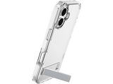 Funda móvil - CellularLine CLEAR STAND, Para iPhone 17, Esquinas reforzadas, Anti-amarilleo, Con soporte integrado, Antibacteriana, Transparente