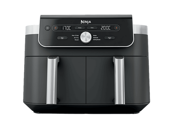 Freidora de aire - Ninja DZ901EU, 9.5 l, 2470W, 240 °C, 2 Cestas, 6 Funciones de Cocción Personalizables, Negro