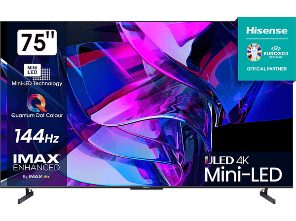 TV Mini LED 75" - Hisense 75U7KQ, UHD 4K, Quantum Dot Colour, Modo Juego de 144Hz, Dolby Vision IQ & Dolby Atmos, Negro