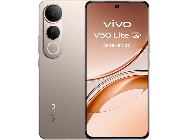 Móvil - vivo V50 Lite, Titanium Gold, 512 GB, 12 GB RAM, 6.77" AMOLED, MediaTek Dimensity 6300, 6500mAh