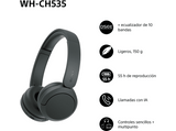 Auriculares inalámbricos - Sony WH-CH535B, Bluetooth 6.0, 55 h batería, Carga rápida, 360 Reality Audio, Conexión multipunto, Diadema, Negro