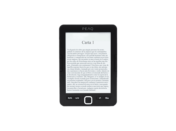 eBook - PEAQ Basic, 6", 4GB, 1024x758 pixels, 16 Niveles de Gris, Incluye Funda Protectora, Negro