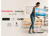 Pantalla - Thomson 32HA4M44/GO, 32, Android TV, 4h Autonomía, Ruedas, Blanco