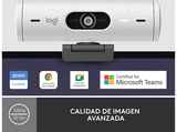 Webcam - Logitech Brio 500, Full HD 1080p, Enfoque automático, Micrófonos con reducción de ruido, Obturador de privacidad, USB-C, Blanco