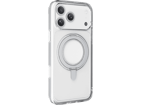 Funda móvil - CellularLine SPIN MAG, Para iPhone 17 Pro Max, Con soporte de anillo giratorio, Compatible con el ecosistema Magsafe, Transparente