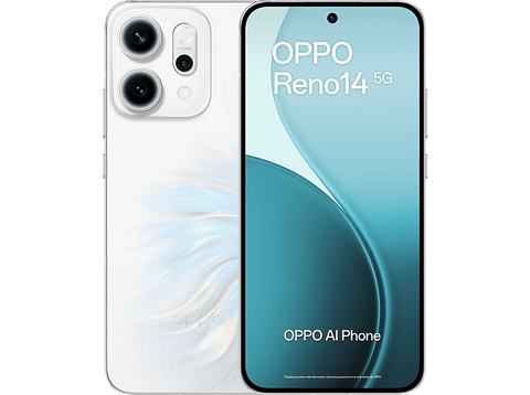 Móvil - OPPO Reno14, Opal White, 512 GB, 12 GB RAM, 6.59 