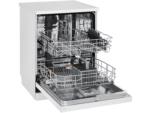 Lavavajillas - LG DF141FW, 14 servicios, 5 programas, 60 cm, QuadWash™, Inverter Direct Drive™, Blanco