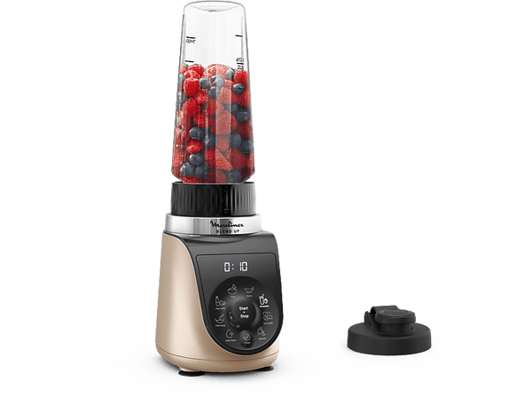Batidora de vaso - Moulinex Blend Up LM190, Batidora personal, 8 Programas automáticos, Autolimpieza, Compacta, Silenciosa, 1000 W, 0. 7 L, Color Dune