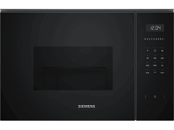 Microondas con grill - Siemens BE555LMB1,Serie IQ500, 900 W, 5 niveles, Limpieza HIdrolítica Humid Clean, recetas automáticas CookControl, 25 l, Negro