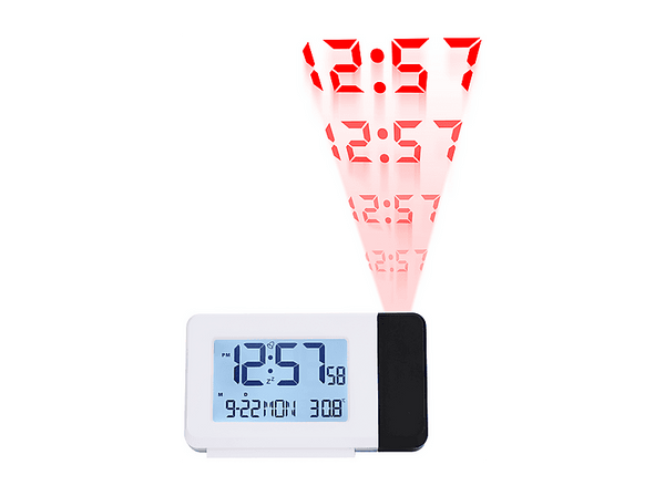 Reloj despertador inteligente - NK FA350101, Con Luz de Proyección, 2x Pilas AA, Alarma, Función Repetición, Blanco
