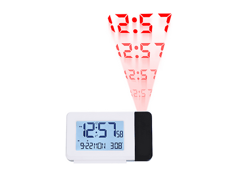 Reloj despertador inteligente - NK FA350101, Con Luz de Proyección, 2x Pilas AA, Alarma, Función Repetición, Blanco