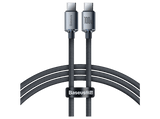 Cable USB - Baseus Crystal Shine, USB-C a USB-C, 120 cm, 100w, 480 Mbps, Carga ultrarrápida, Con trenzado resistente, Negro