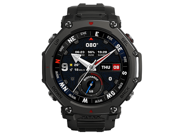 Smartwatch - Amazfit T-Rex 3 Pro, Correa de 22mm, Silicona, Pantalla AMOLED 1.5", Sensor de Pulso, Medidor ProfundidAd hasta 45m, Negro