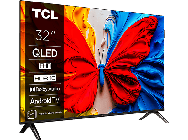 TV QLED 32" - TCL 32S5K, Full-HD, IPQ 2.0 Engine, Smart TV, DVB-T2 (H.265), 60 Hz, WiFi, Negro