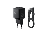 Cargador de pared - Baseus PALM, 20W, USB y Tipo-C, Kit con cable Tipo-C de 100 cm, Universal, Negro Cluster