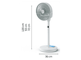 Ventilador de pie - Rowenta QV5050, 20W, 18 dB (A), 1800 m3/h, 20 Velocidades, 3 Alturas, Temporizador, 30 horas de autonomía, 7 Aspas, Blanco