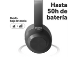 Auriculares inalámbricos - Vieta Way 4, Circumaurales, Bluetooth, 50h Autonomía, Diseño doble plegado, Micrófono, Gris Plomo