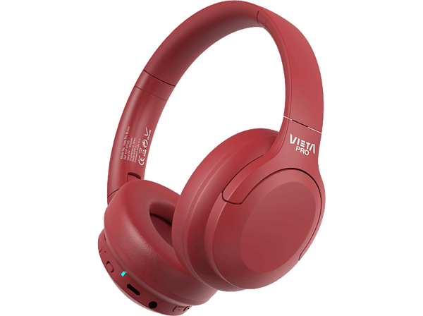Auriculares inalámbricos - Vieta Pro Motion, Circumaurales, Bluetooth, 50 h Autonomía, Rojo