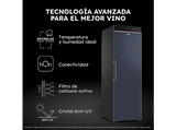 Vinoteca - Haier HWS247FAH1 Wine Cave 60 Series 7, Temperatura 5 - 20 grados, 247 botellas, Iluminación LED 3D, Wi-Fi, Negro