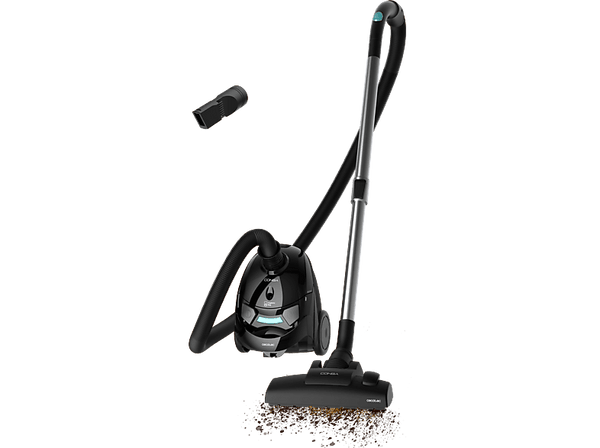 Aspirador con bolsa - Cecotec Conga Powerbag 2000, 800 W, 2 l, 16kPa, Tubo telescópico, Incluye accesorios para muebles y esquinas, Black