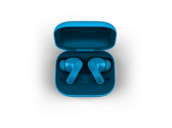 Auriculares True Wireless - Motorola Buds Bass, 9 h Autonomía, Cancelación ruido (ANC), Sound by Bose, Pantone Blue Jewel