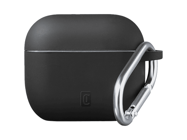 Funda - CellularLine Bounce, Compatible con AirPods Pro 3, Silicona, Con Gancho, Negro