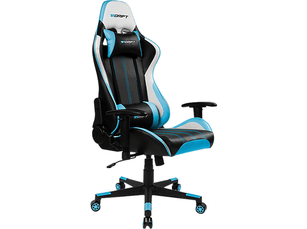 Silla gaming - Drift DR175, 2D (regulable en altura y anchura), Poliuretano, 150kg, Giratorio, Negro y Azul