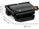 Grill - Moulinex OptiGrill+ GI717810, 2000 W, 6 Programas Automáticos, 3 Niveles de cocción, 4 Temperaturas, Planchas Antiadherentes, Negro