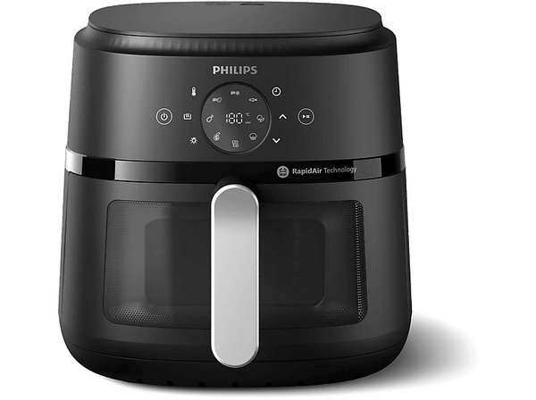 Freidora de aire - Philips AirFryer NA231/00, 6.2 L, 1700 W, 9 Programas, Tecnología Rapid Air, Negro, Plata