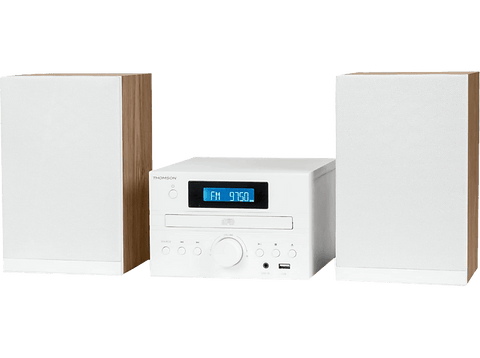 Microcadena - Thomson MIC121BT, 50W, Bluetooth, Ecualizador, Lector de CD, Blanco madera