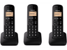 Teléfono - Panasonic KX-TGB613SPB, Inalámbrico, 1.4", 3 unidades incluidas, Hasta 18h, 50 entradas, Negro