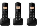 Teléfono - Panasonic KX-TGB613SPB, Inalámbrico, 1.4, 3 unidades incluidas, Hasta 18h, 50 entradas, Negro
