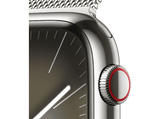 Apple Watch Series 9 (2023), GPS+CELL, 45 mm, Gesto de doble toque, Caja de acero inoxidable plata, Correa Milanese Loop plata