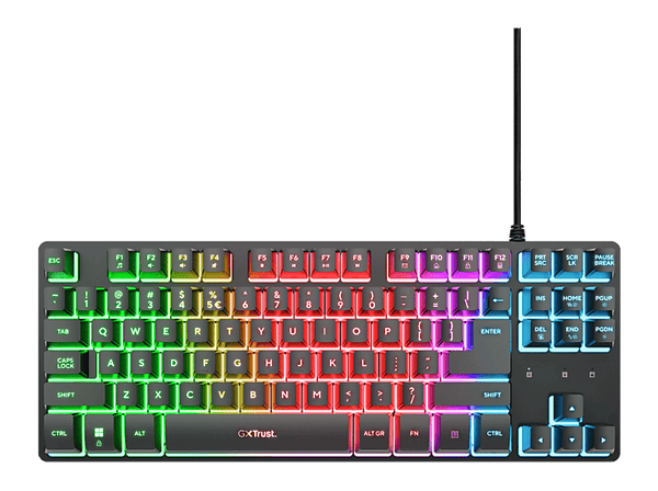 Teclado gaming - Trust GXT 833 Thado TKL,Teclas iluminadas, Con Cable, Negro