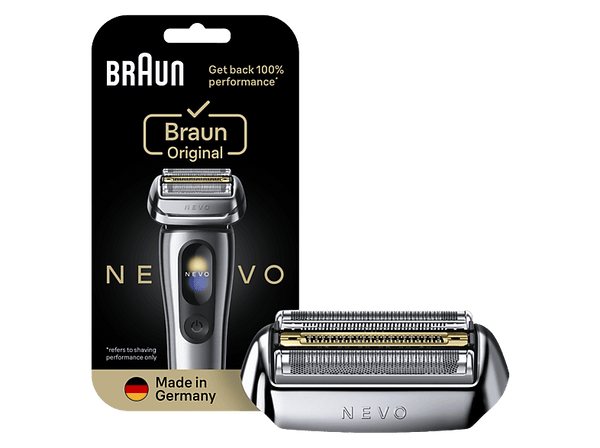 Recambio para afeitadora - Braun NEVO, Cabezal de afeitado original para afeitadoras eléctricas NEVO, 250 hojas, Plata