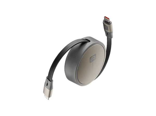 Cable USB - Cellularline ROLLER, Tipo C a Tipo C, Carga rápida, Extensible hasta 120 cm, Para carga de portátil y smartphone, 100W