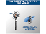 Palo Selfie - CellularLine SELFIE STICK MAX, Multifuncional, Rotación 360º, Extensible 180 cm, Bluetooth y control remoto, Negro