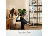 Ventilador de pie - Cecotec EnergySilence 515 WindLite Pro, 3 velocidades, Oscilación automática, 5 aspas aerodinámicas y máxima seguridad, Blanco