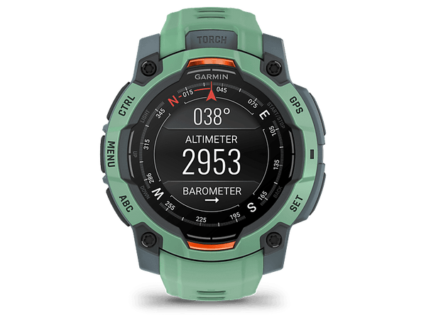 Reloj deportivo - Garmin Instinct 3, Verde, 45mm, 1.18", AMOLED, Silicona, 10 ATM, Garmin Connect™, 18 días Autonomía