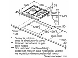 Placa de gas - Bosch PCC6A5I90, 3 zonas, 28 cm Zona grande, Gas natural , 58.2 cm, Acero inoxidable