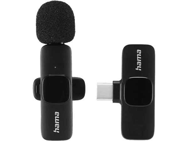 Micrófono - Hama 4680, De solapa, USB Tipo C, Negro