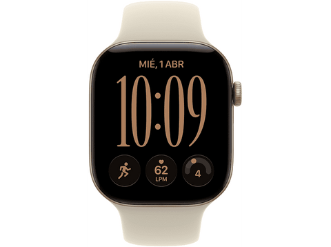 Apple Watch Series 12 (2026), GPS, 46mm, Caja de aluminio Dorado claro, Correa deportiva Arena, Talla S/M, Siri AI