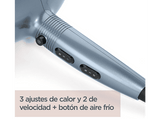 Secador - BaByliss Demin Luxe D251PE, 2200W, 3 Temperaturas, 2 Velocidades, Aire Frío, Antiencrespamiento, Azul