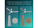 Ventilador de techo - Philips Velyx Aspas reversibles 132 cm, 56 W, 6 Velocidades, Silencioso, Luz blanca de cálida a fría, Blanco